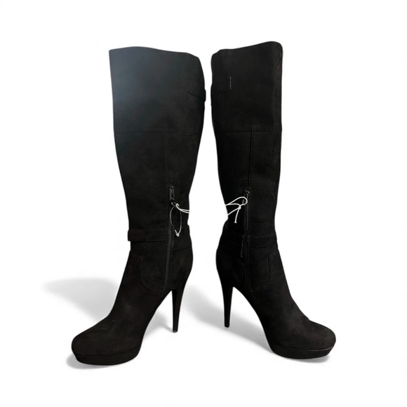 🔺SOLD🔺G By GUESS Destynn Heeled Platform Knee High Boots Black Winter Size 9 - Picture 7 of 8